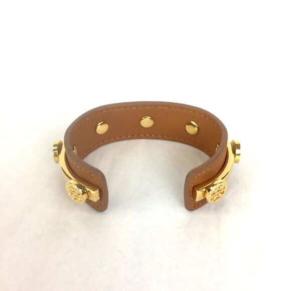 Tory Burch Tan T Saffiano leather Logo Cuff​ - Picture 3 of 6